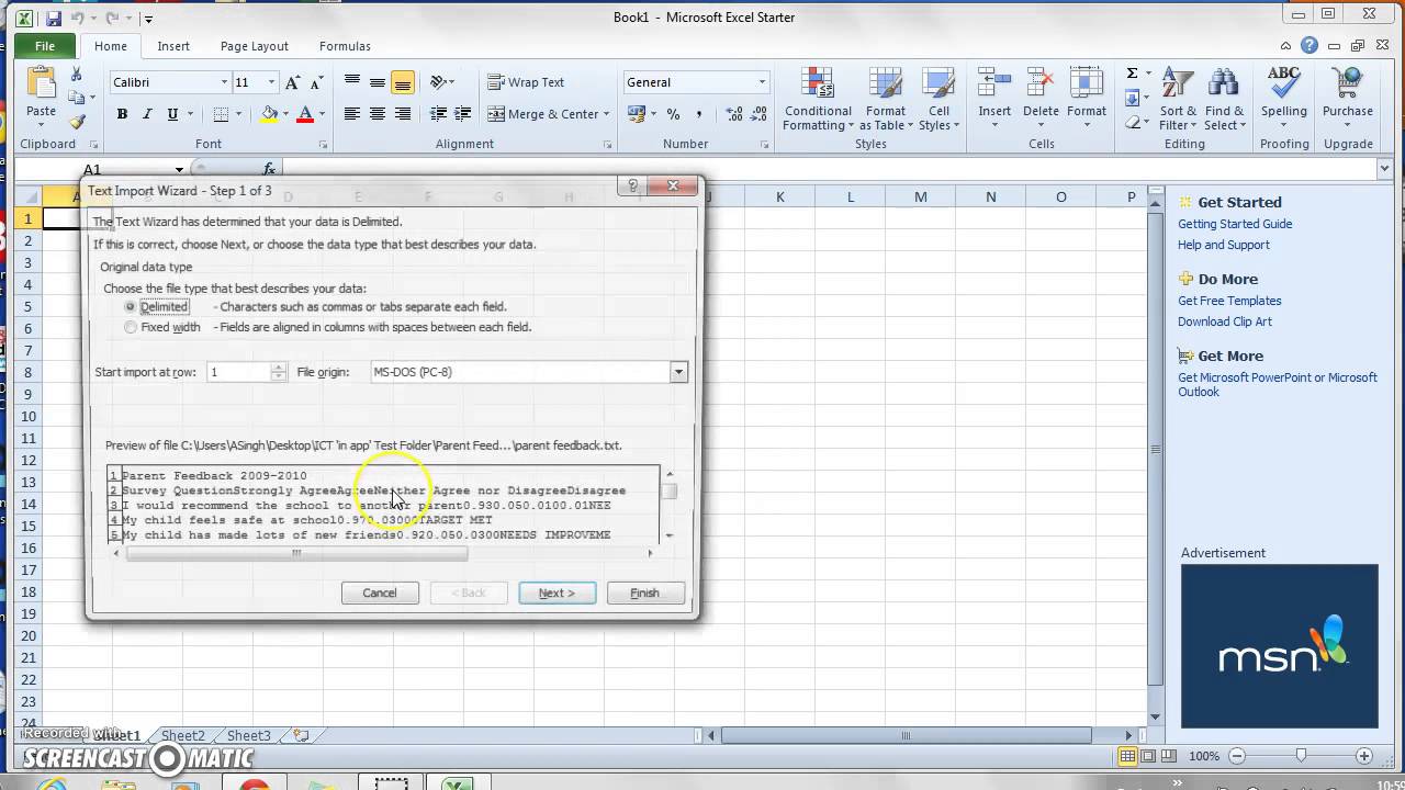 convert excel to txf file